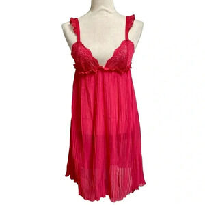 Simone Pérèle Designer Fuchsia Lace Sheer Babydoll Slip Size XS